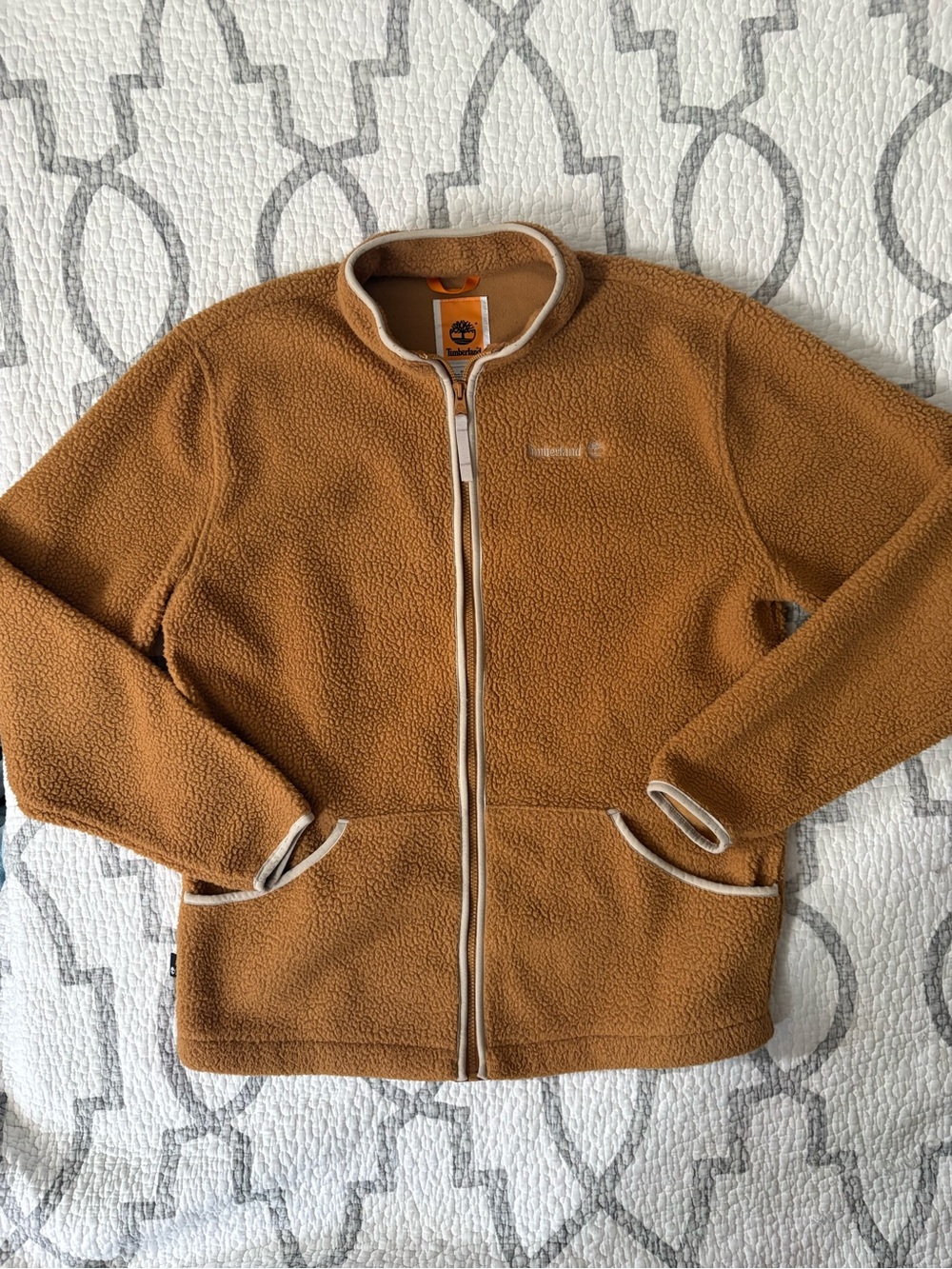 Timberland Men’s Caramel Brown Full-Zip Fleece Jacket